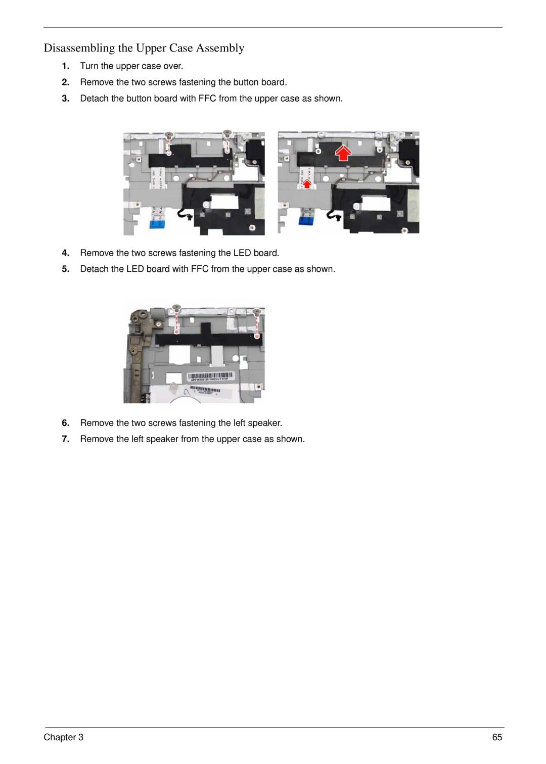 Acer 5710G, 5310G manual Disassembling the Upper Case Assembly 