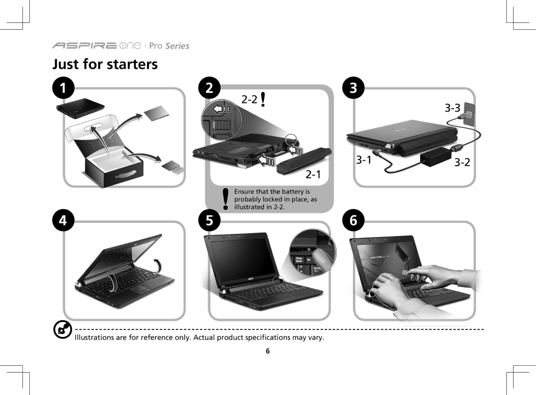 Acer AOP531h manual Just for starters 