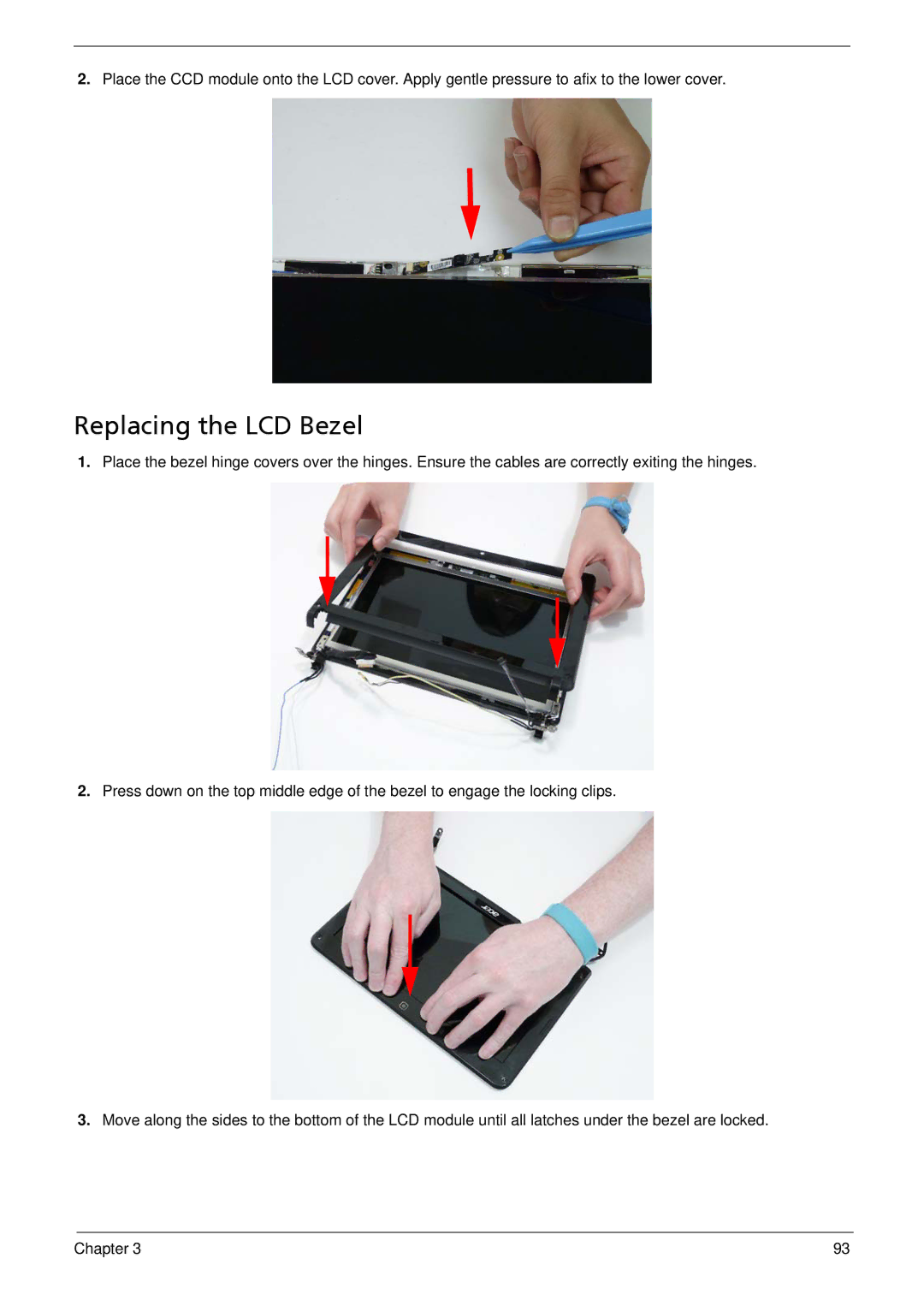 Acer 533 manual Replacing the LCD Bezel 