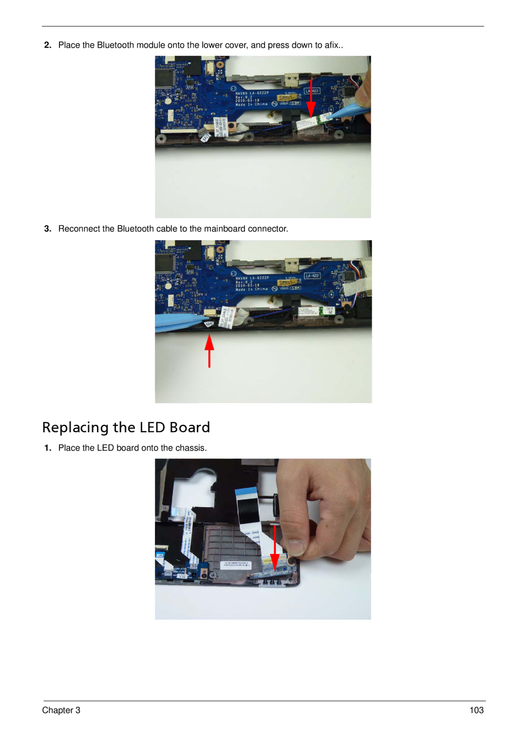 Acer 533 manual Replacing the LED Board 