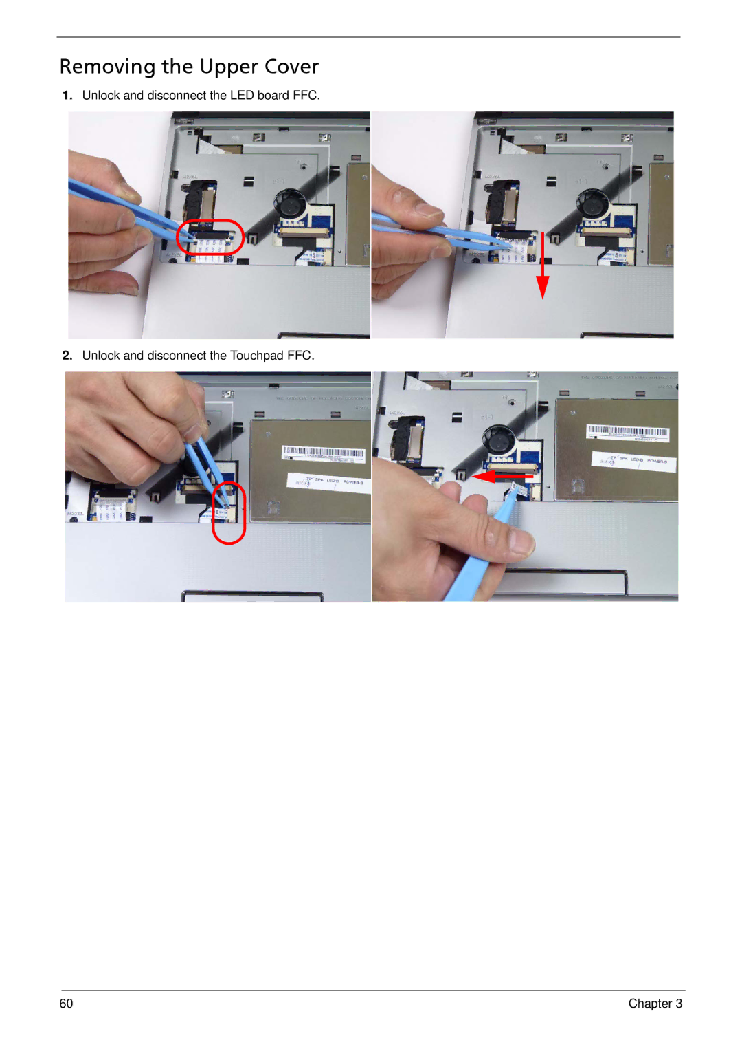 Acer 533 manual Removing the Upper Cover 