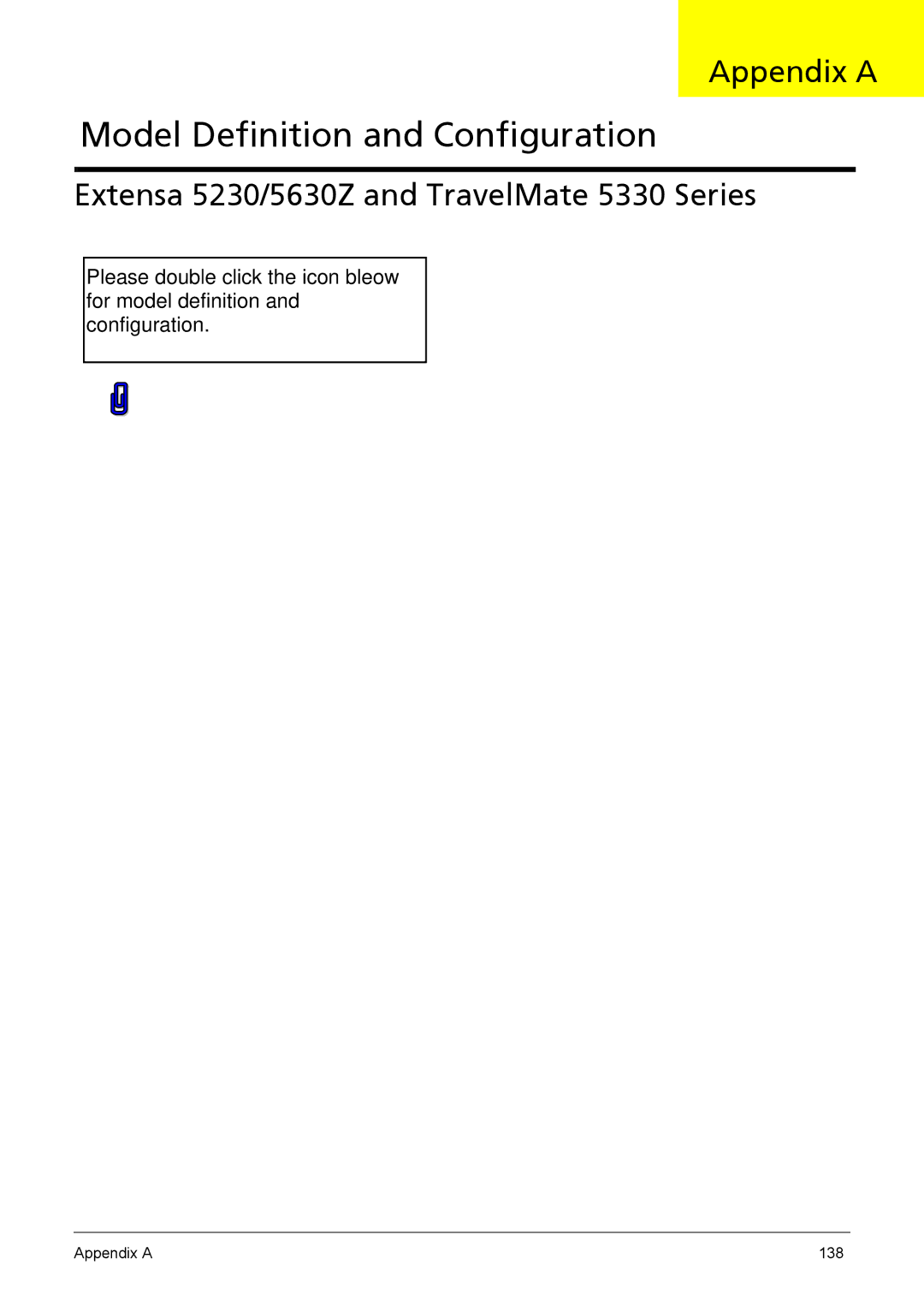 Acer manual Appendix a, Extensa 5230/5630Z and TravelMate 5330 Series 