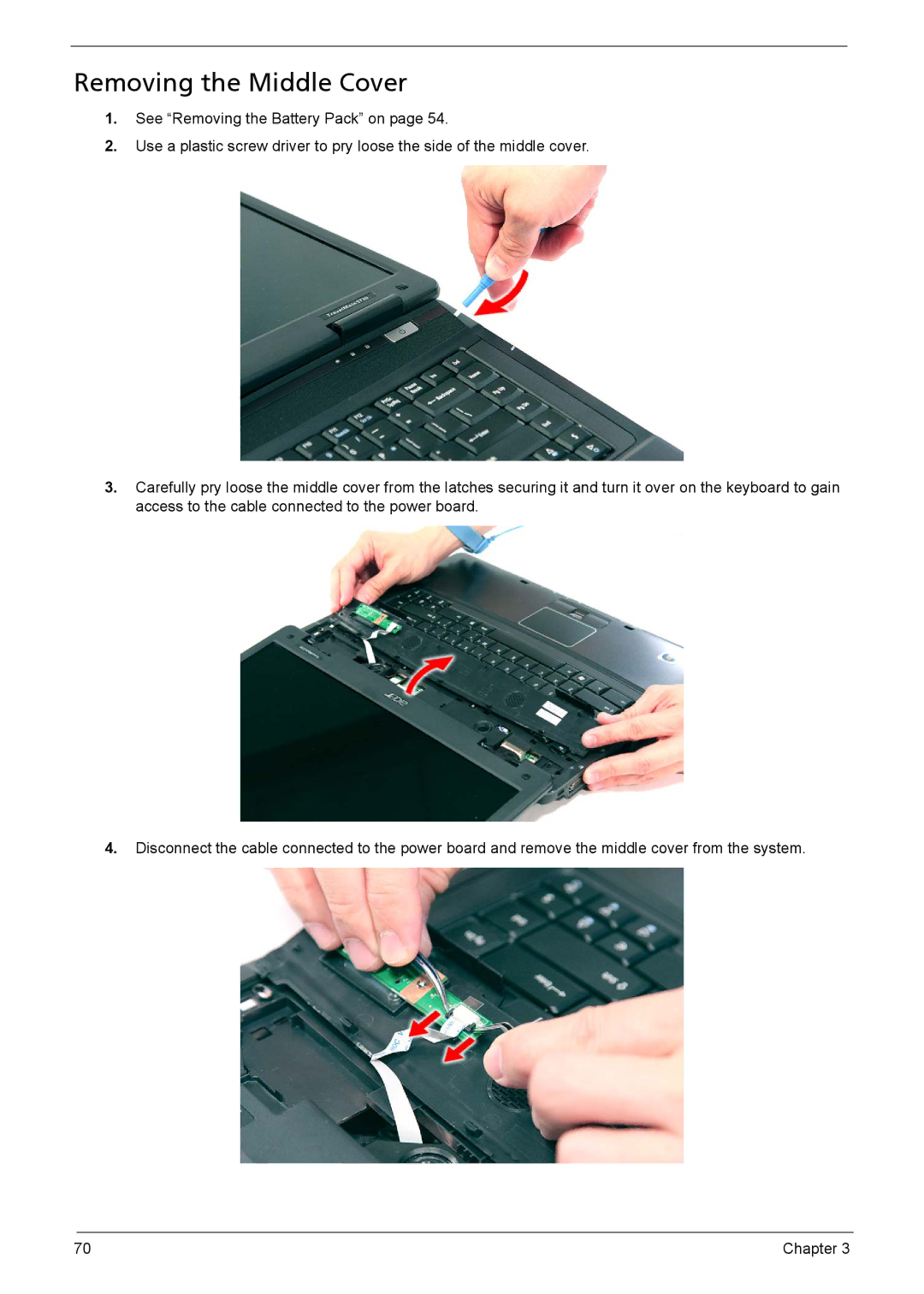 Acer 5330, 5230 manual Removing the Middle Cover 