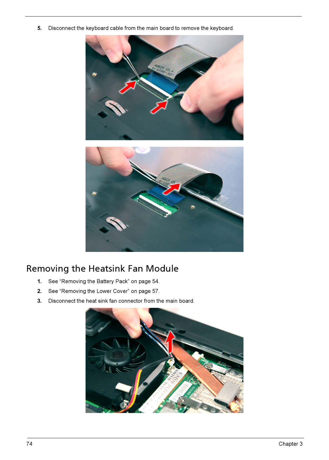 Acer 5330, 5230 manual Removing the Heatsink Fan Module 