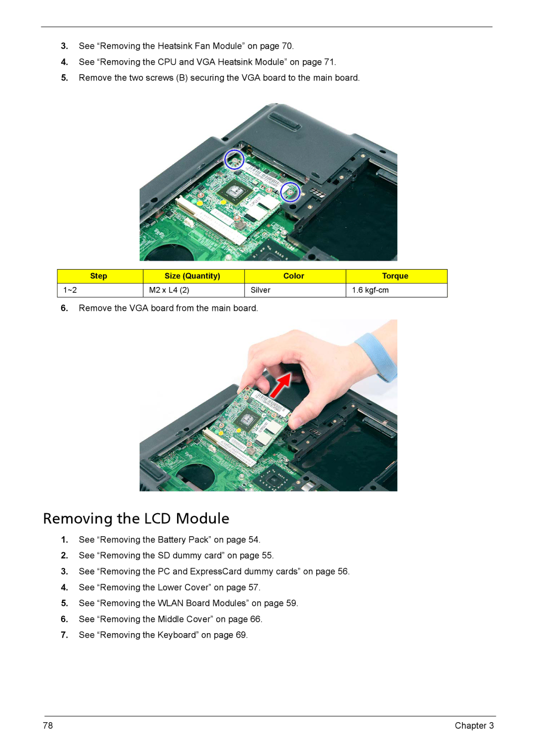 Acer 5330, 5230 manual Removing the LCD Module 