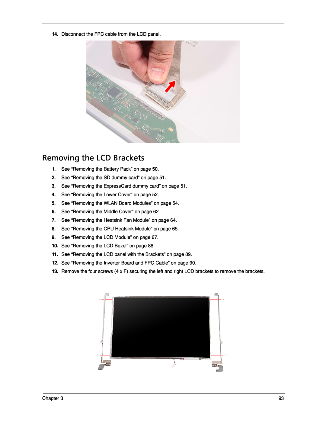 Acer 5330 manual Removing the LCD Brackets 