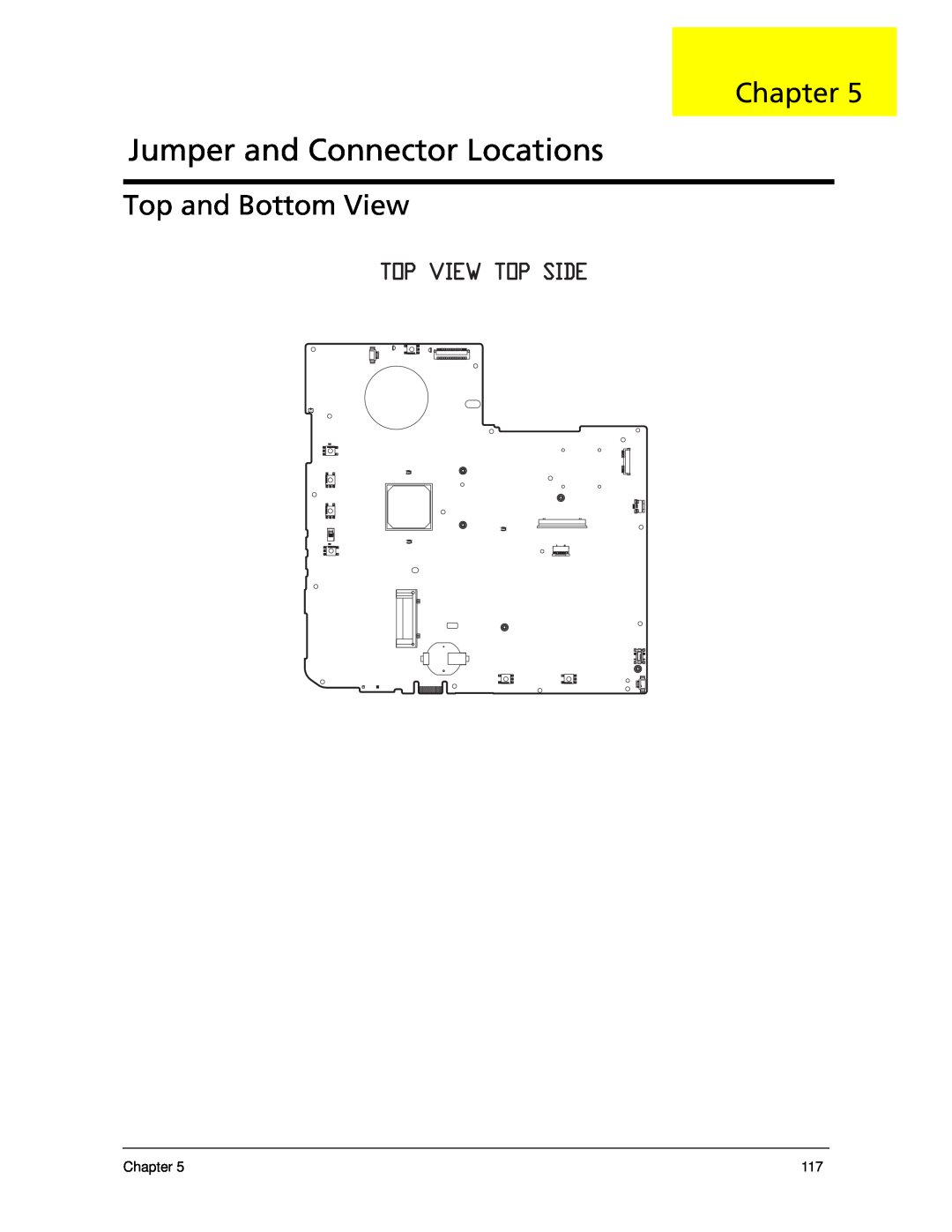 Acer 5330 manual Jumper and Connector Locations, Top and Bottom View, Chapter 