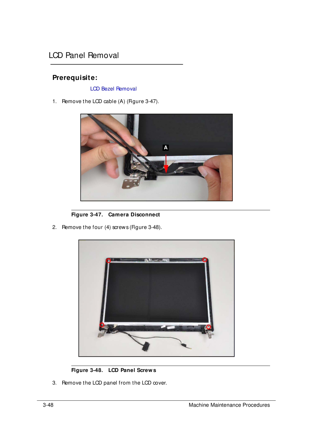 Acer 5349 manual LCD Panel Removal, Camera Disconnect 