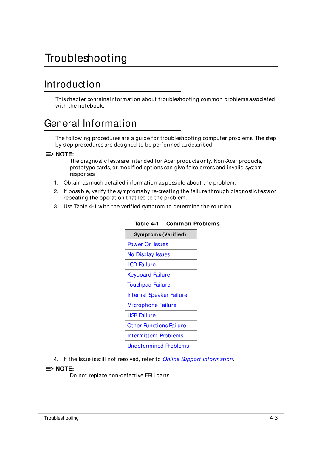 Acer 5349 manual Introduction, Common Problems 