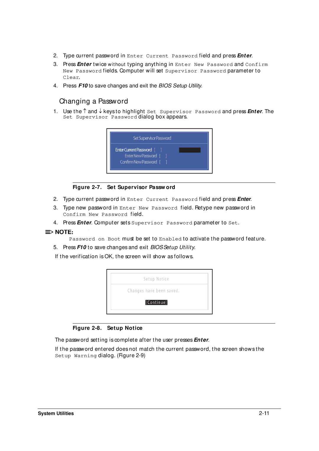 Acer 5349 manual Changing a Password 