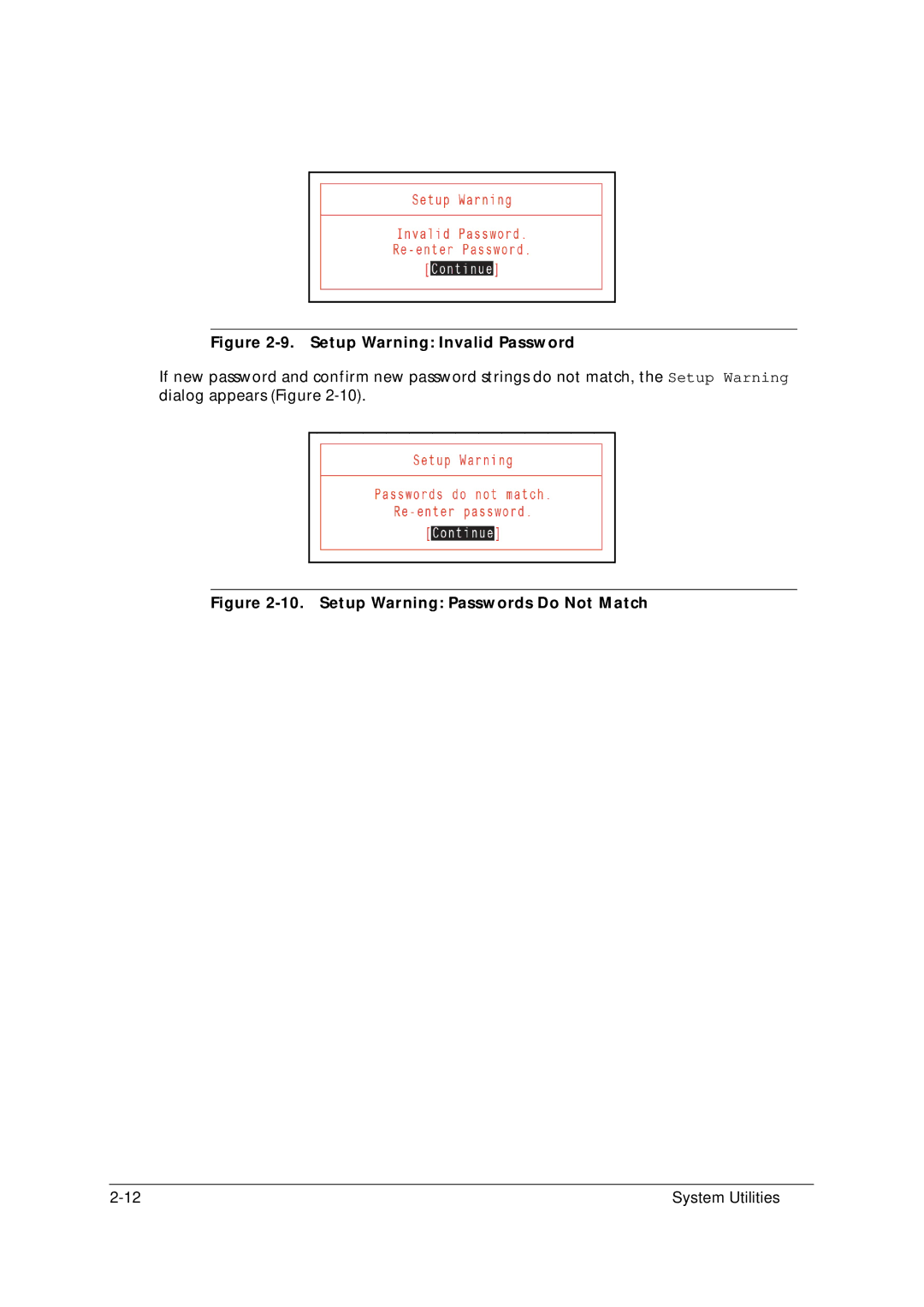 Acer 5349 manual Setup Warning Invalid Password 