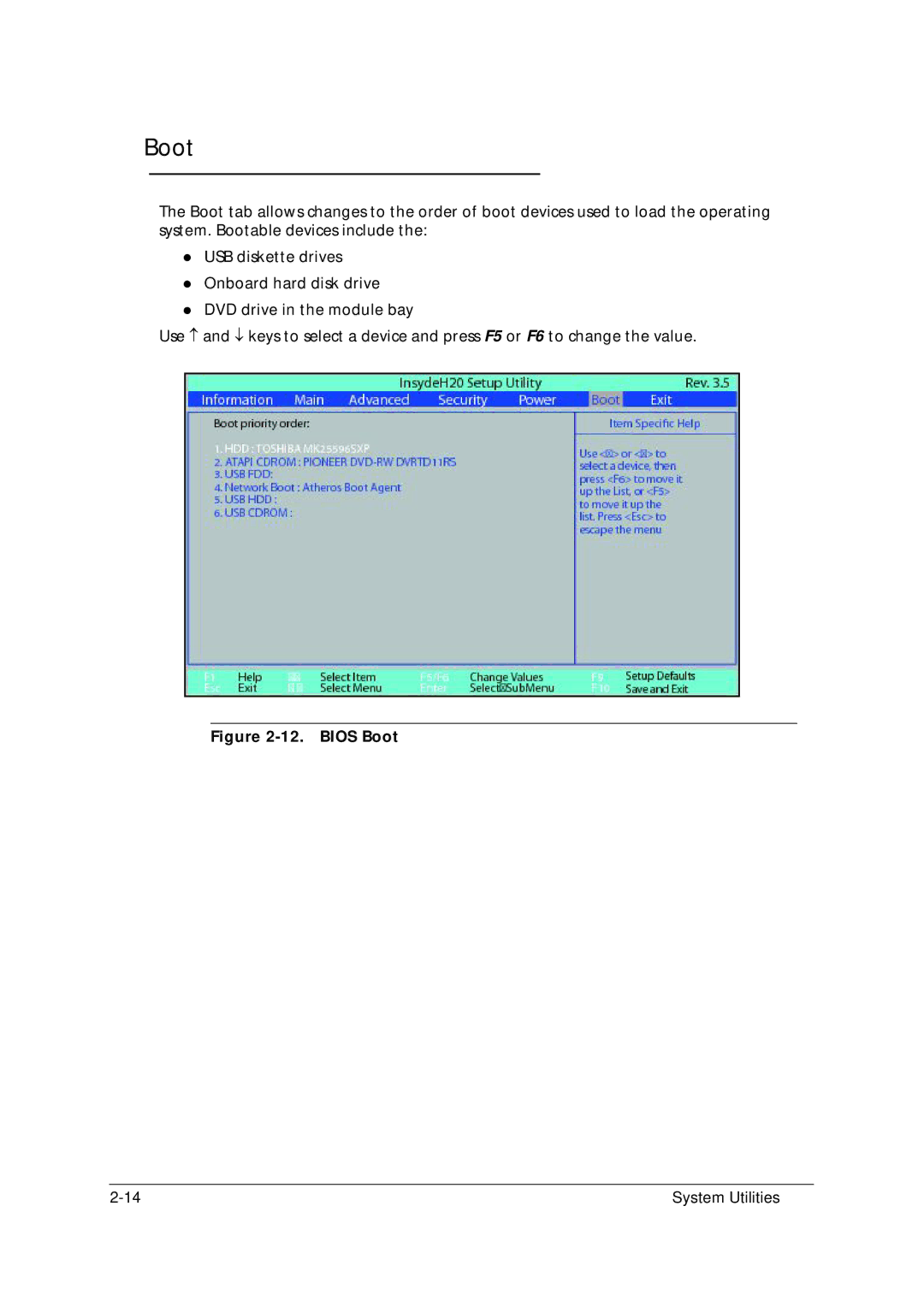 Acer 5349 manual Bios Boot 