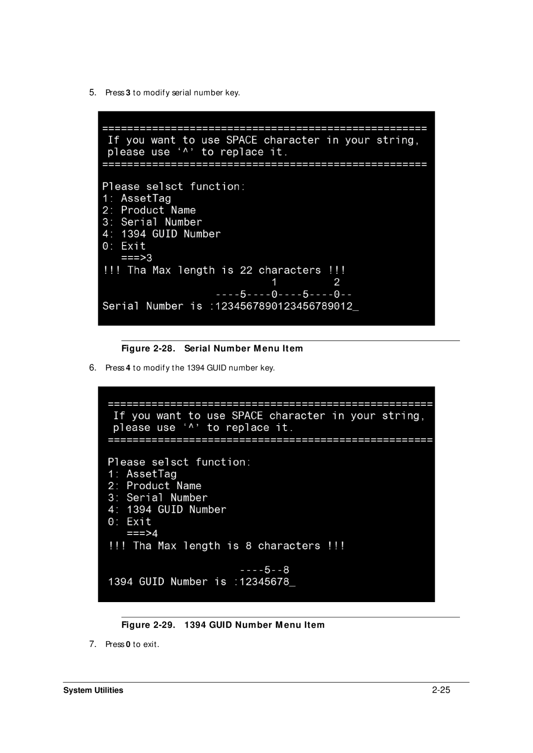 Acer 5349 manual Serial Number Menu Item 