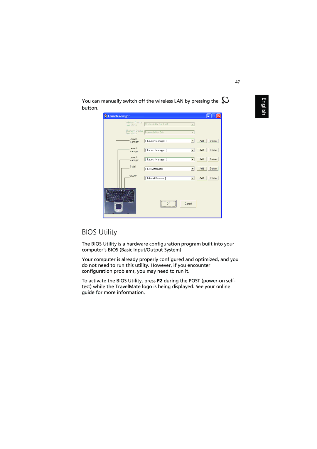 Acer 540 manual Bios Utility 