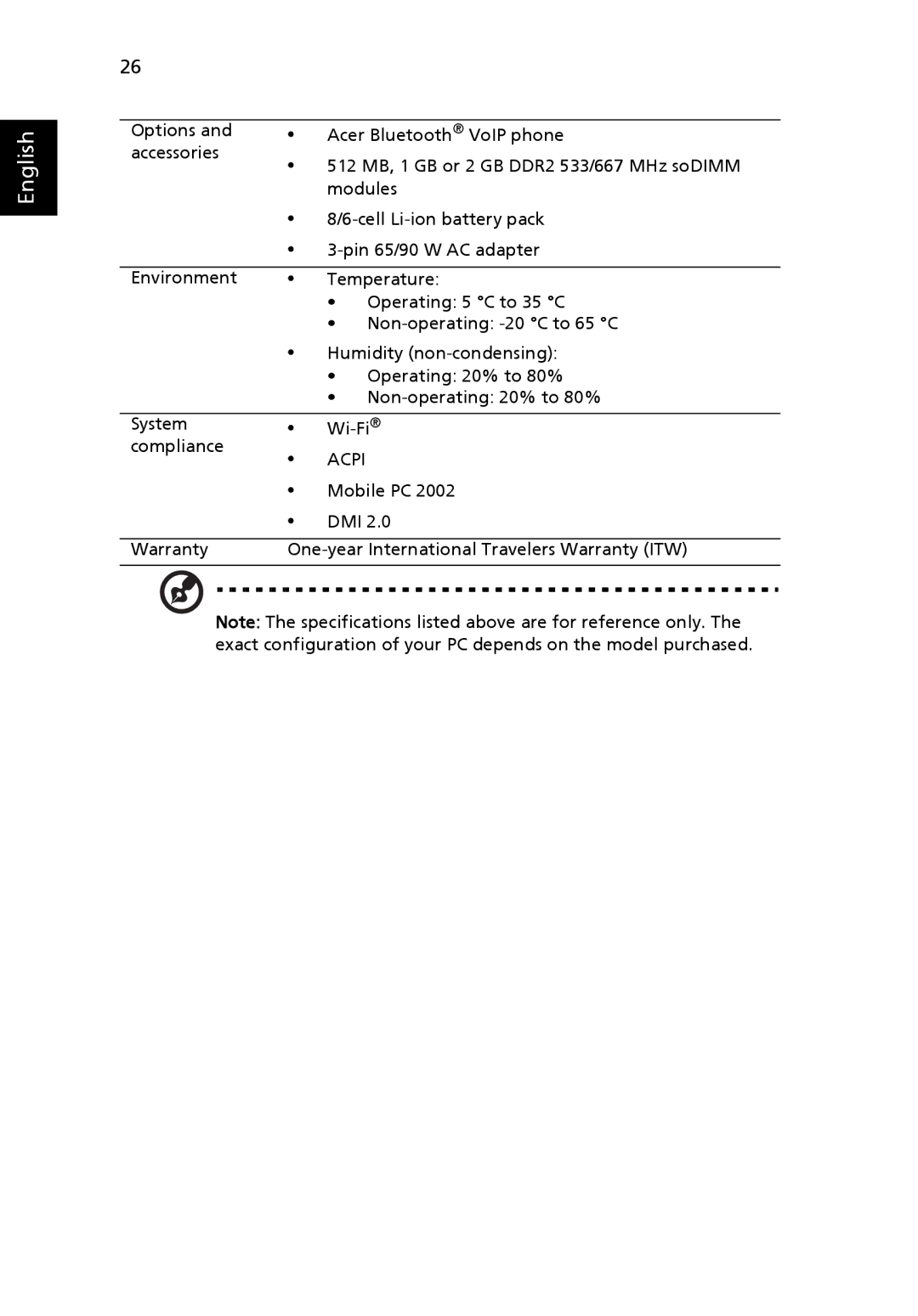 Acer 5410 Series, 5010 Series manual Acpi 