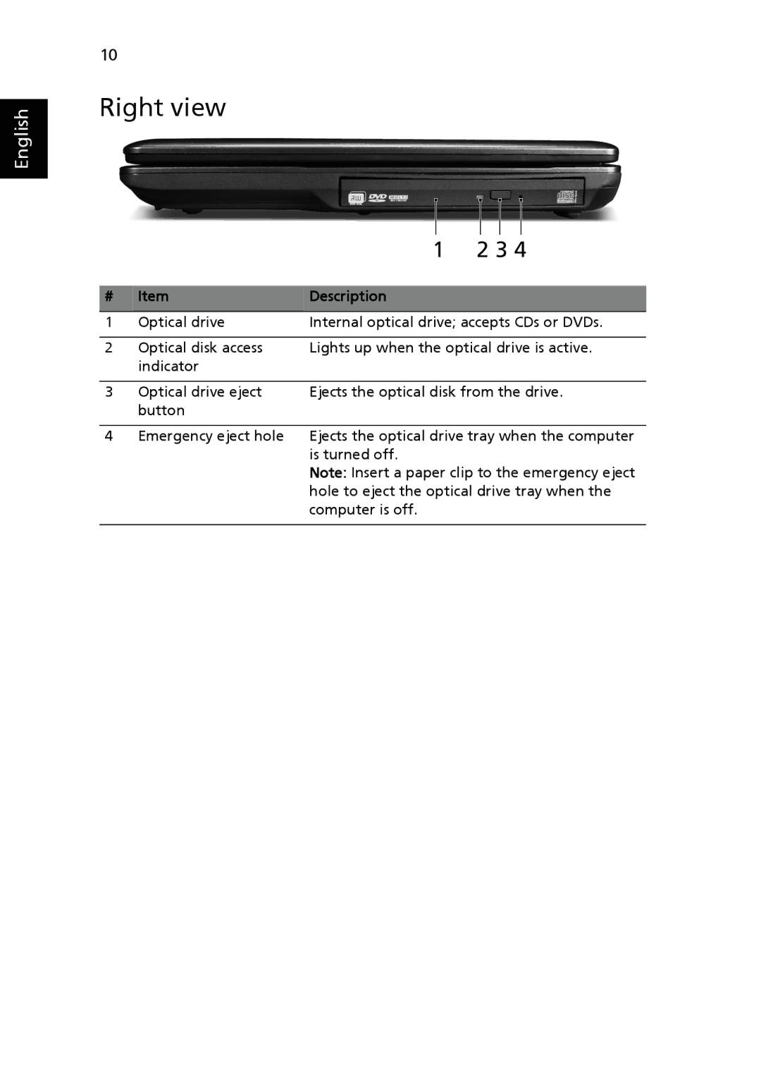 Acer 5430 Series, 5130 Series manual Right view 