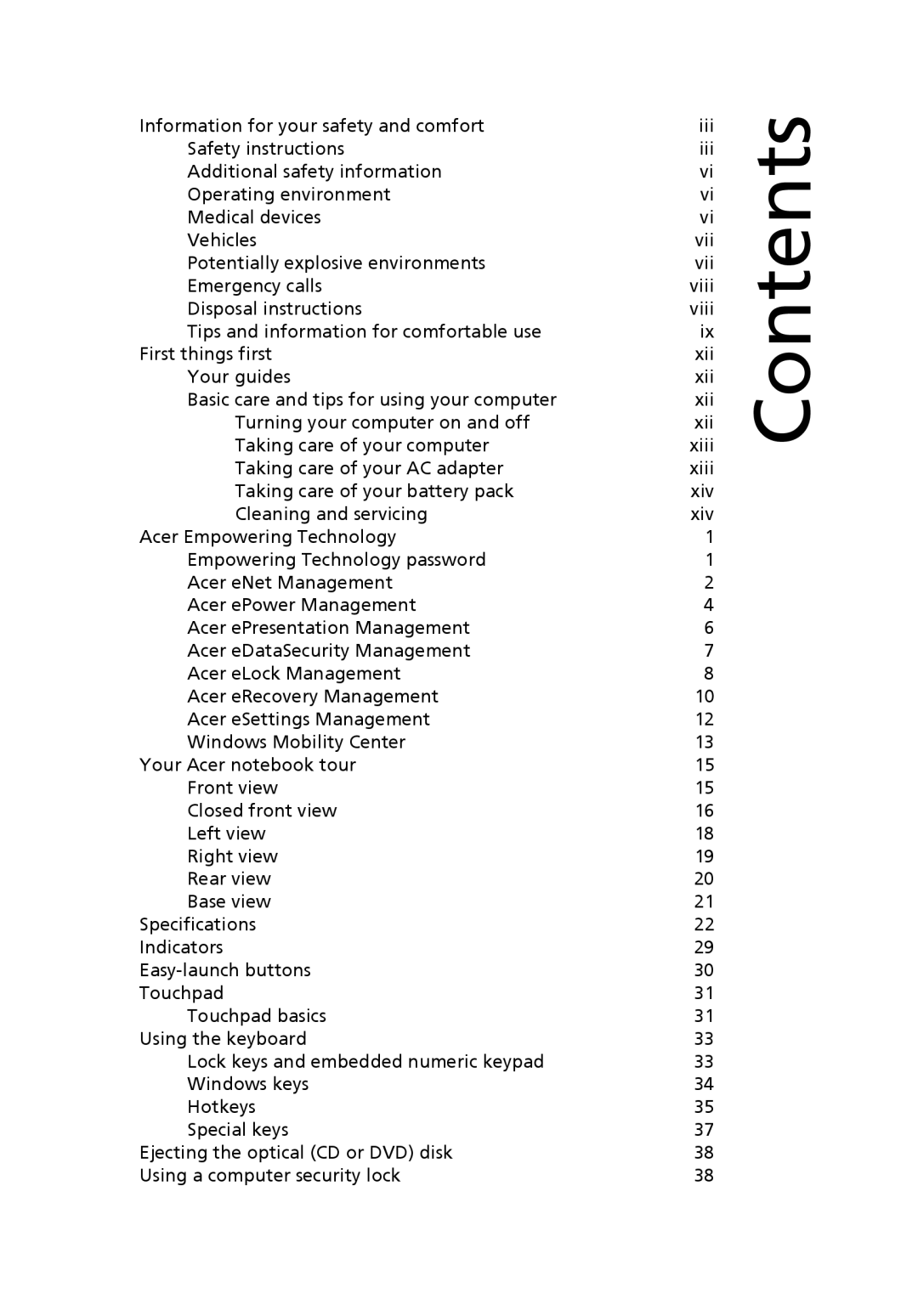 Acer 5510Z Series, 5510 Series, 5200 Series manual Contents 