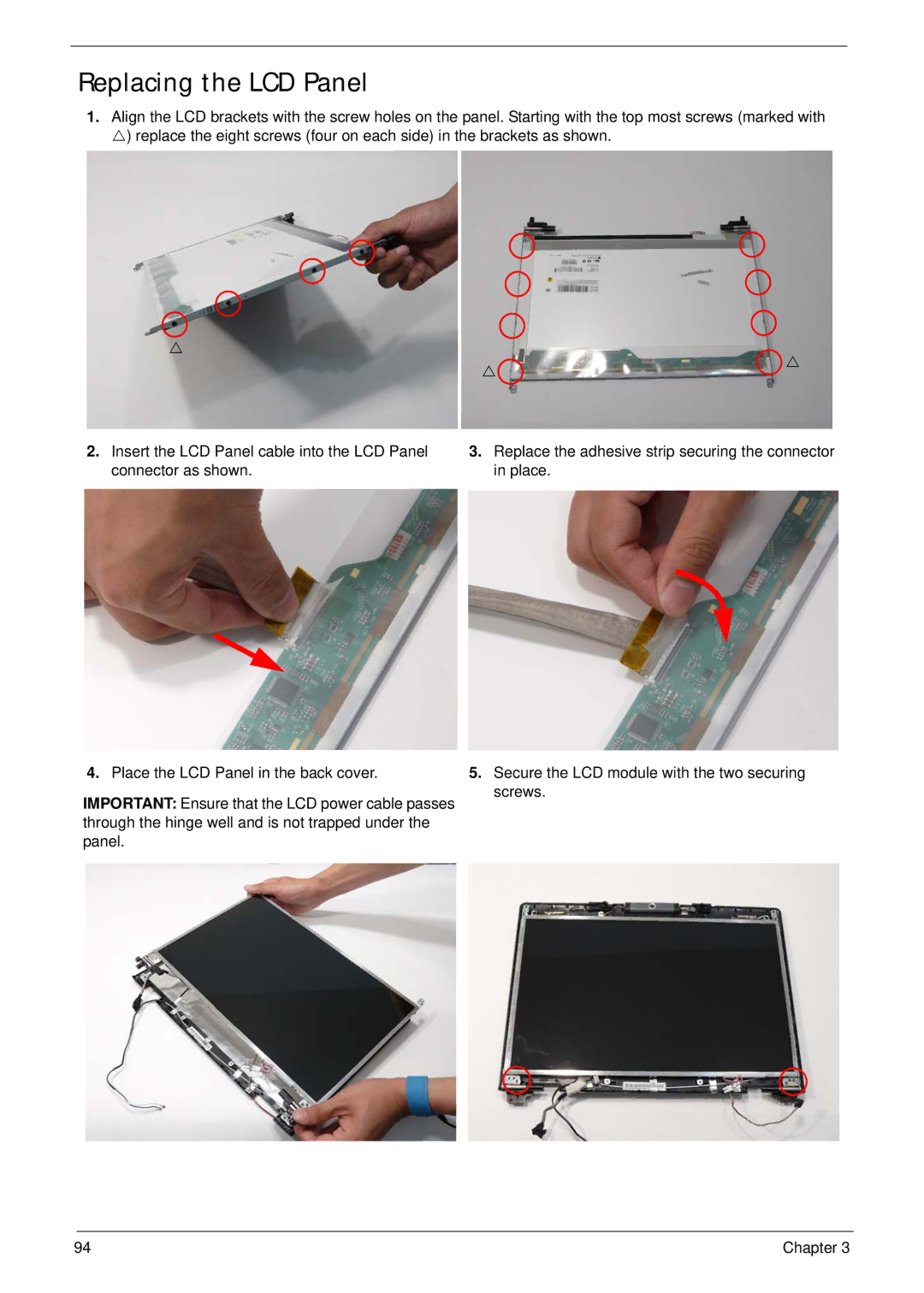 Acer 5515 manual Replacing the LCD Panel 