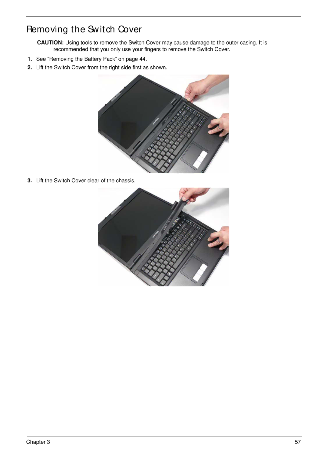 Acer 5515 manual Removing the Switch Cover 