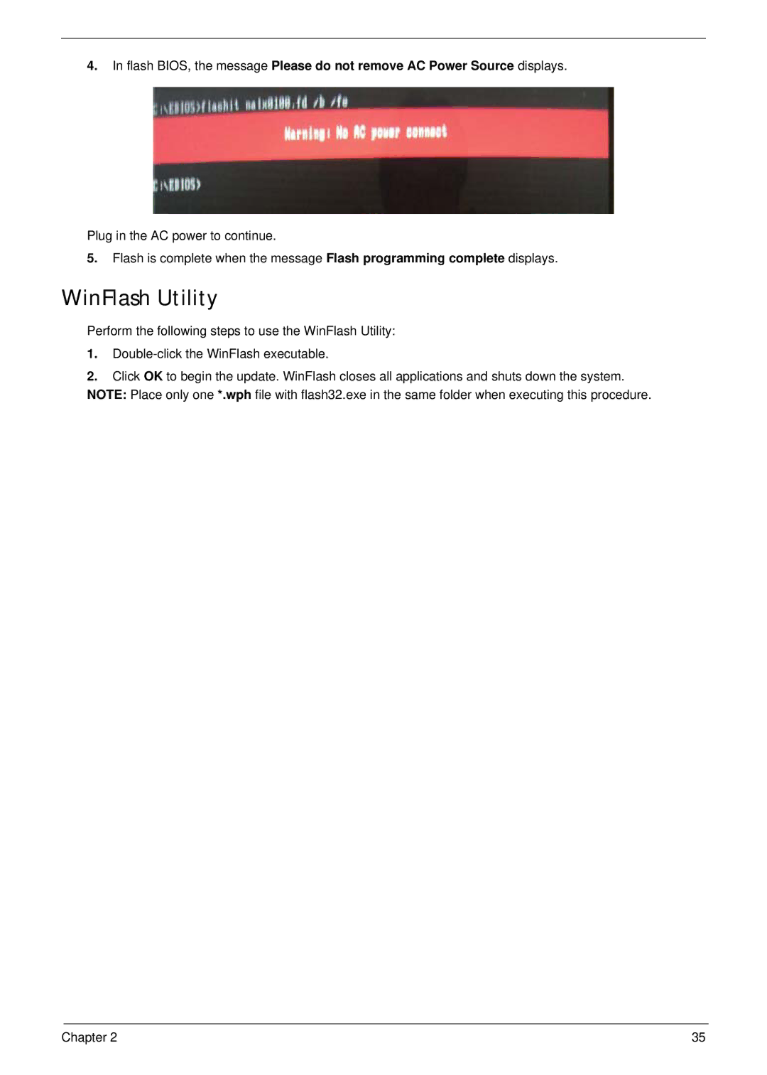 Acer 5517 manual WinFlash Utility 