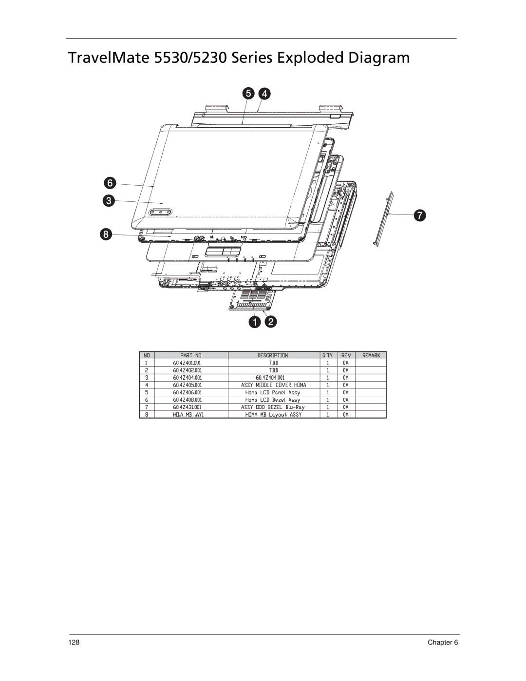 Acer manual TravelMate 5530/5230 Series Exploded Diagram 