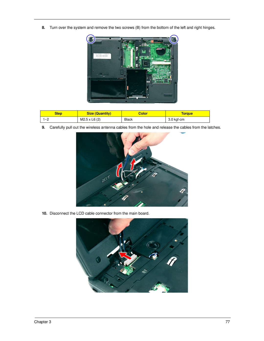 Acer 5530 manual M2.5 x L6 Black Kgf-cm 