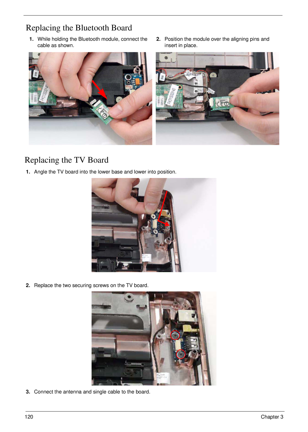 Acer 5530G manual Replacing the Bluetooth Board, Replacing the TV Board 