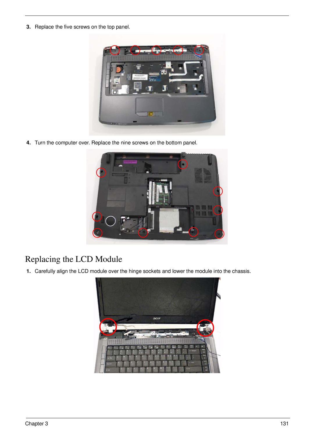 Acer 5530G manual Replacing the LCD Module 