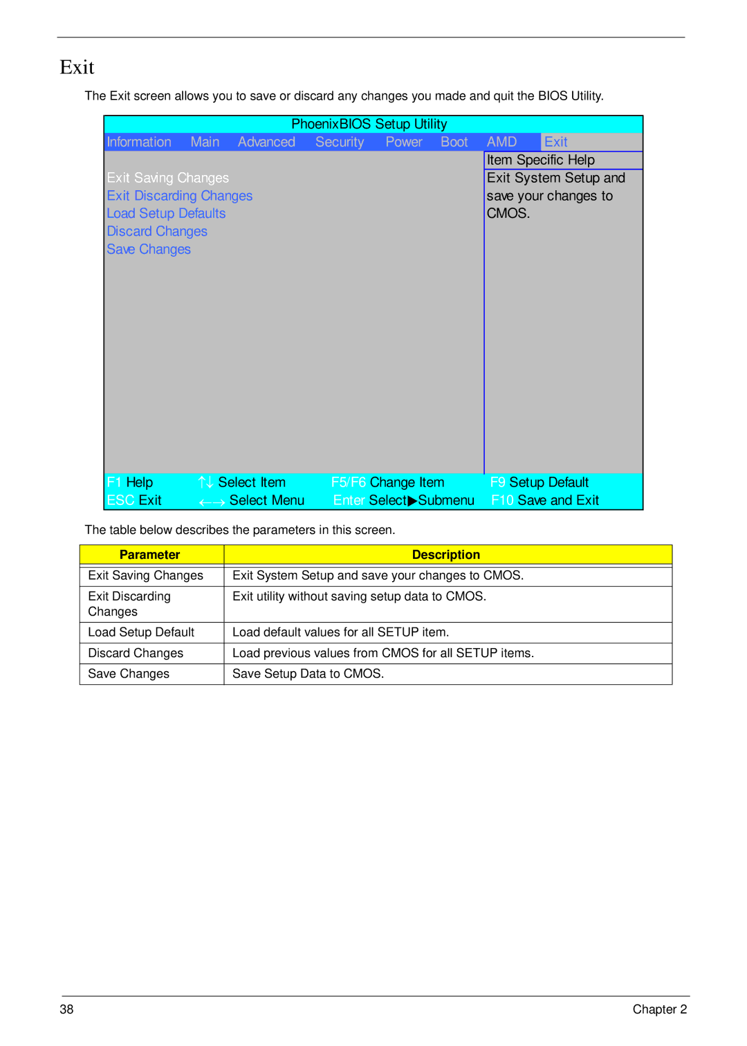 Acer 5530G manual Exit Saving Changes 