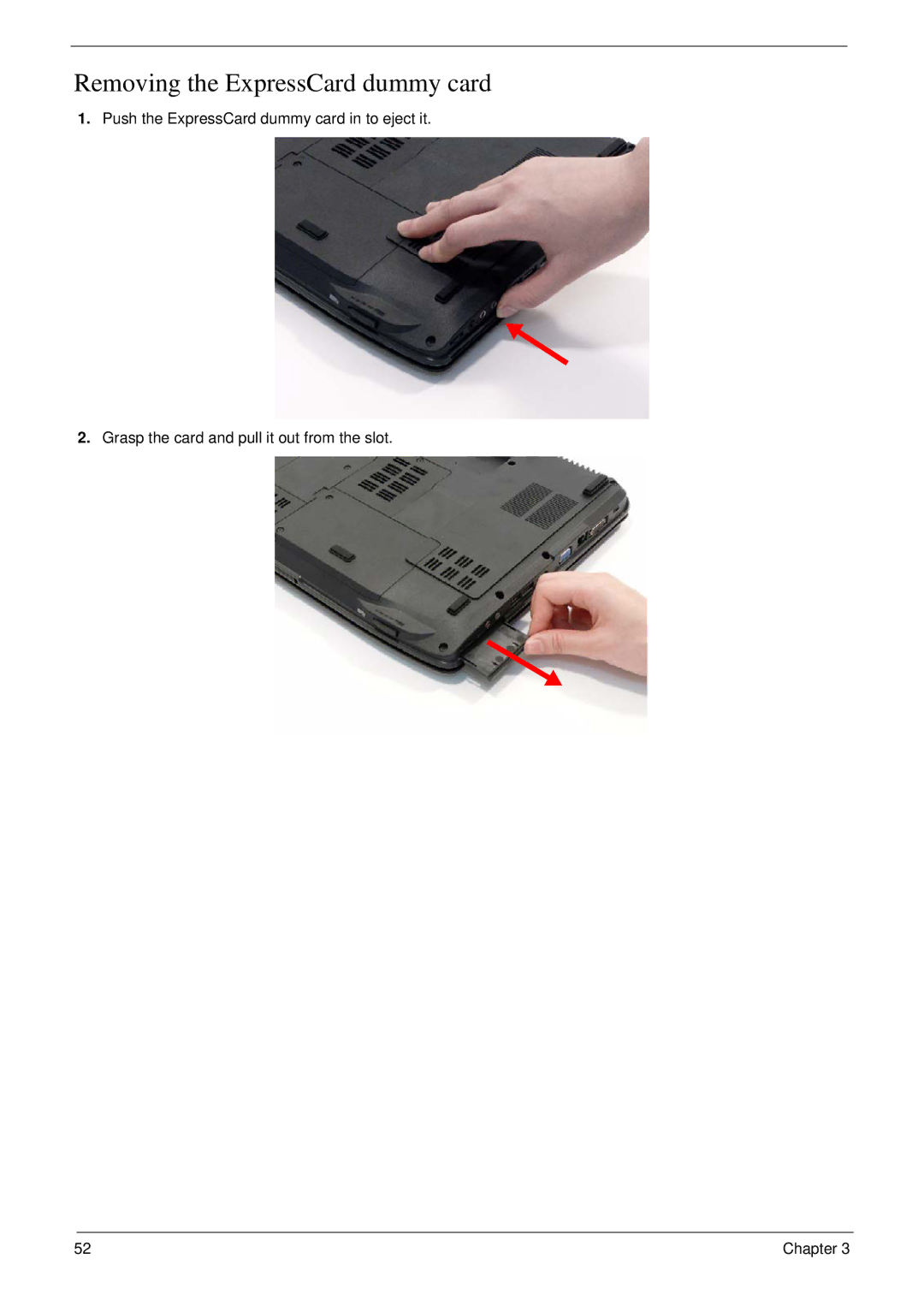 Acer 5530G manual Removing the ExpressCard dummy card 