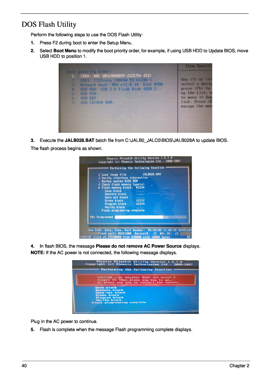 Acer 5530G manual DOS Flash Utility 