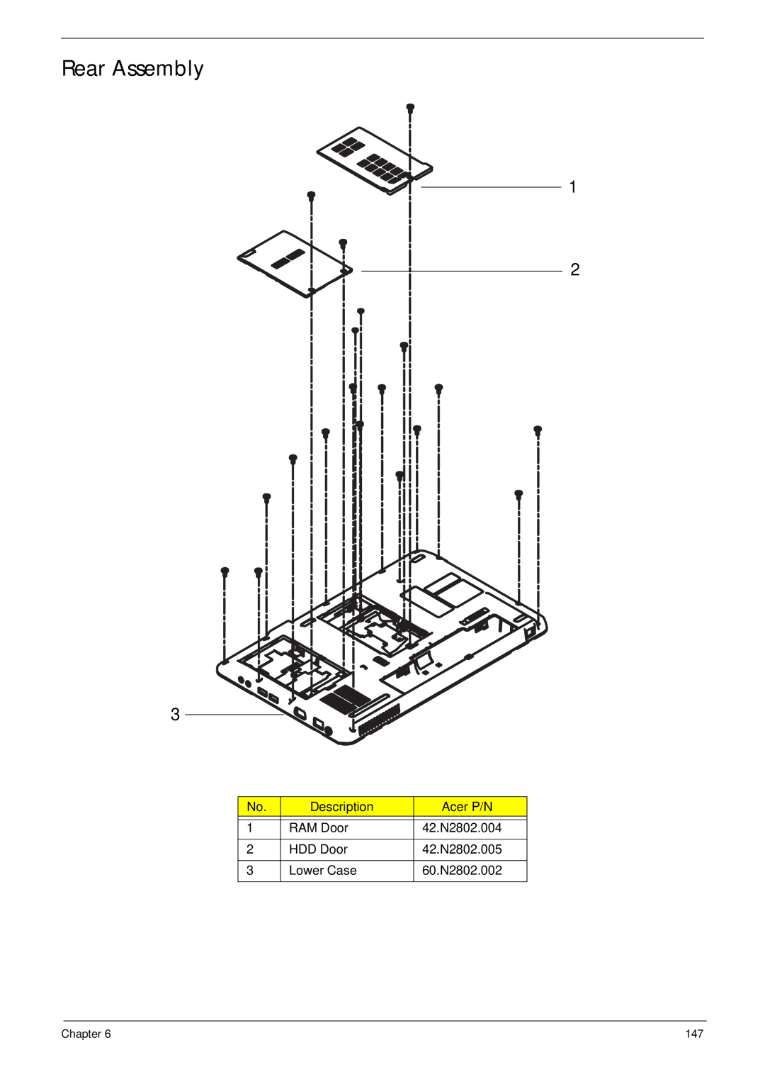 Acer 5532 manual Rear Assembly 