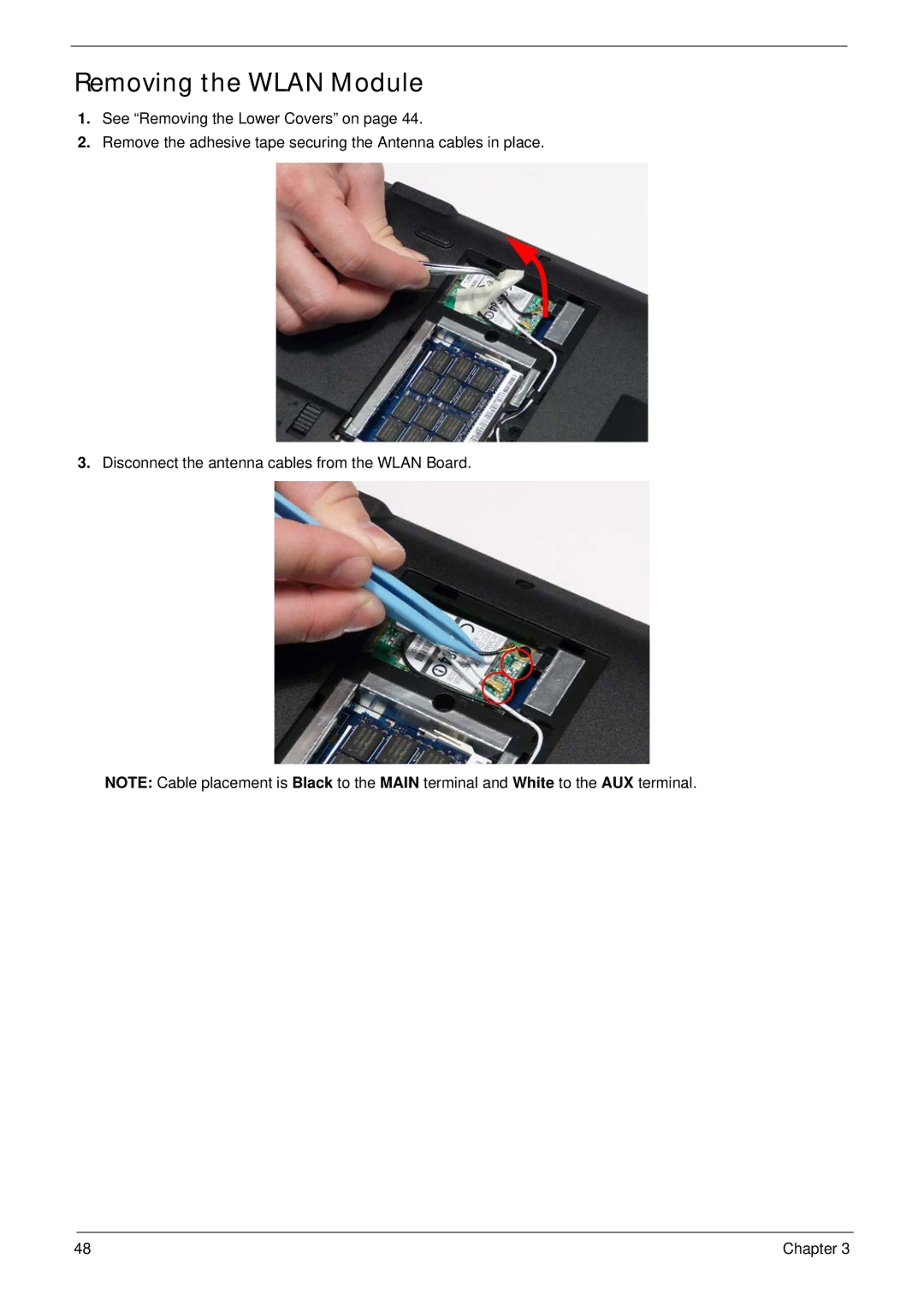 Acer 5532 manual Removing the Wlan Module 