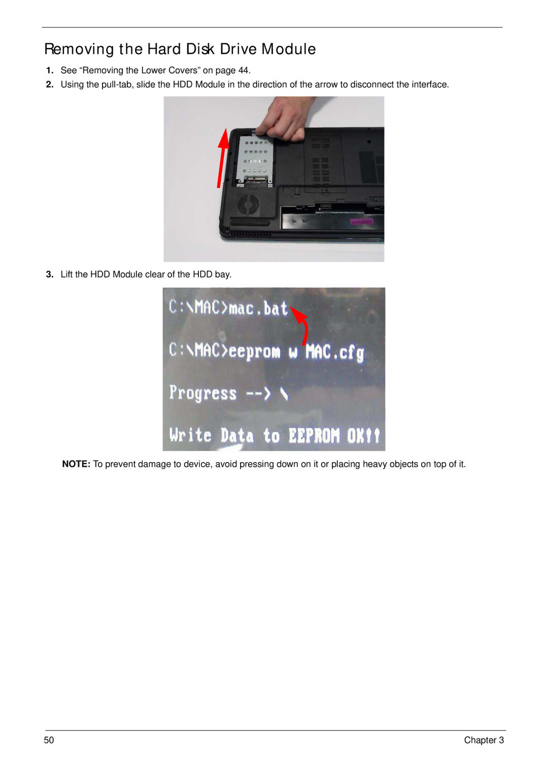 Acer 5532 manual Removing the Hard Disk Drive Module 