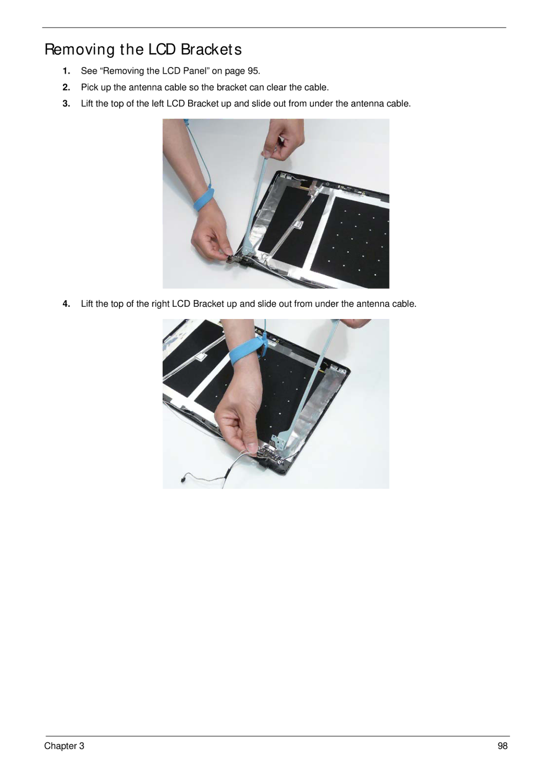 Acer 5538 manual Removing the LCD Brackets 