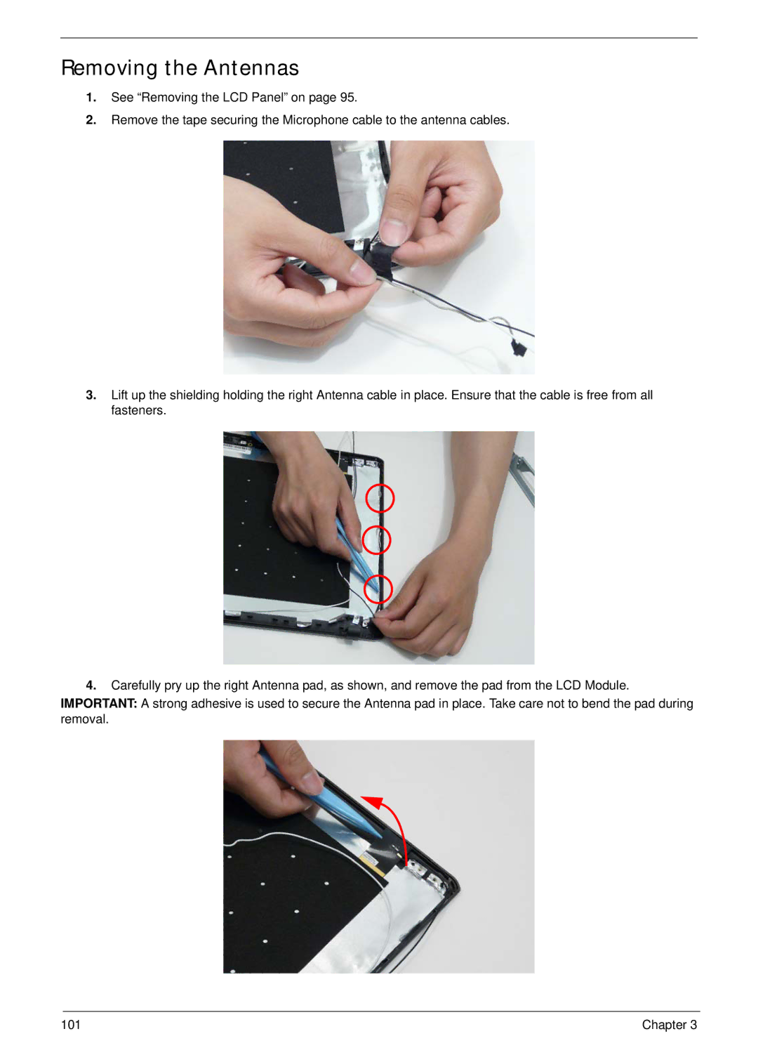 Acer 5538 manual Removing the Antennas 