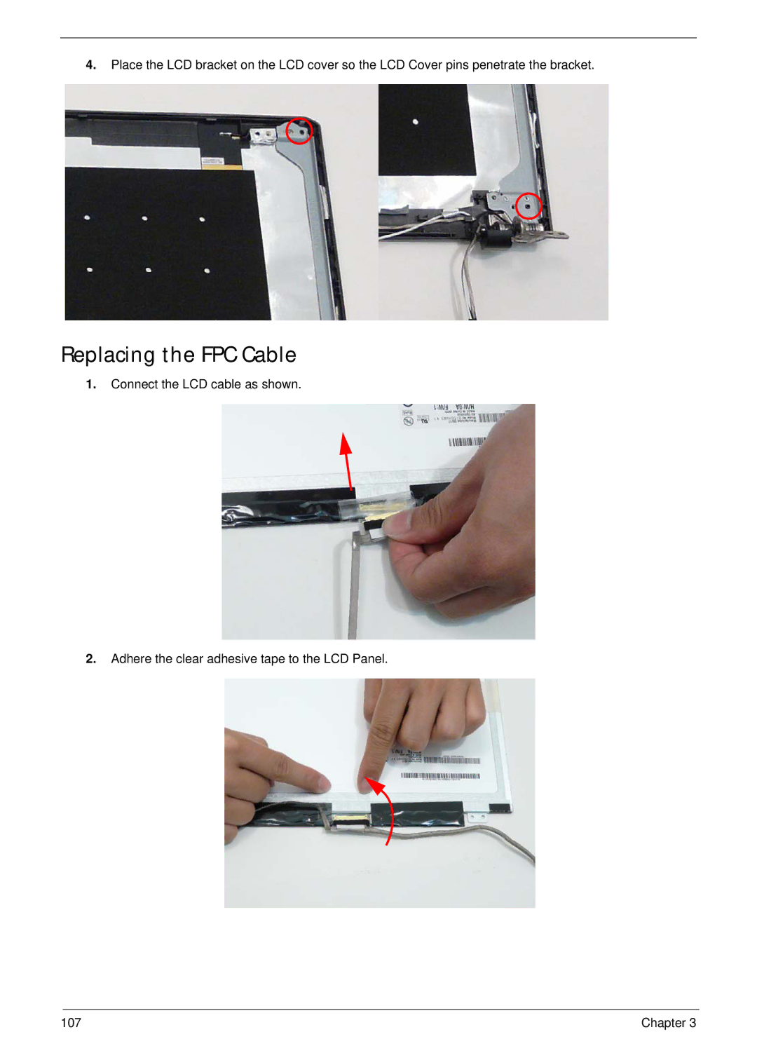 Acer 5538 manual Replacing the FPC Cable 