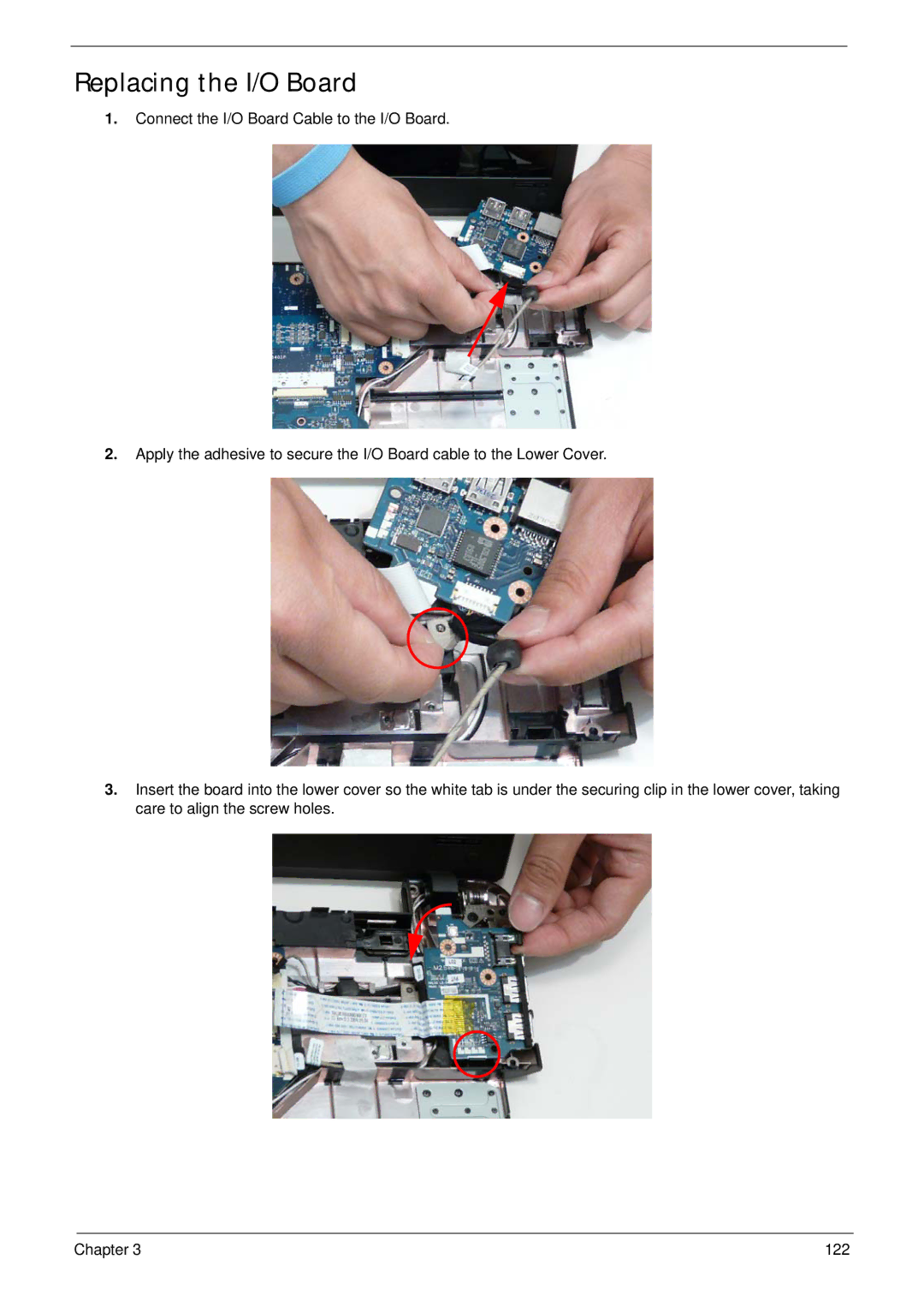 Acer 5538 manual Replacing the I/O Board 