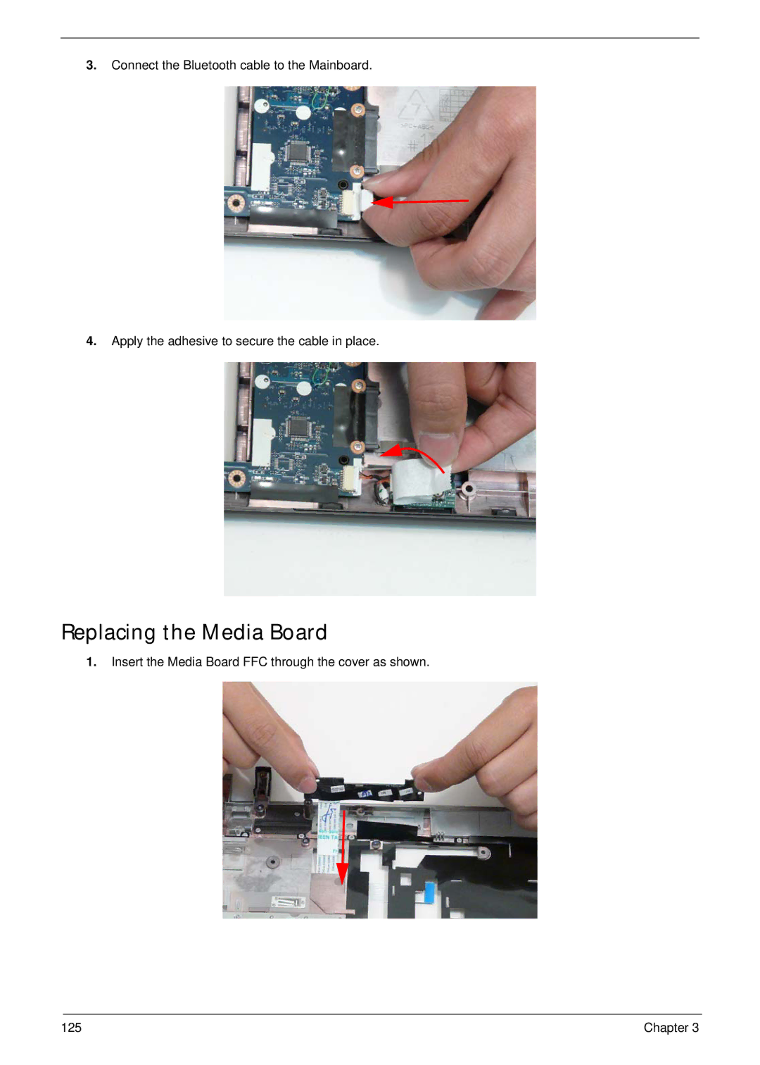 Acer 5538 manual Replacing the Media Board 