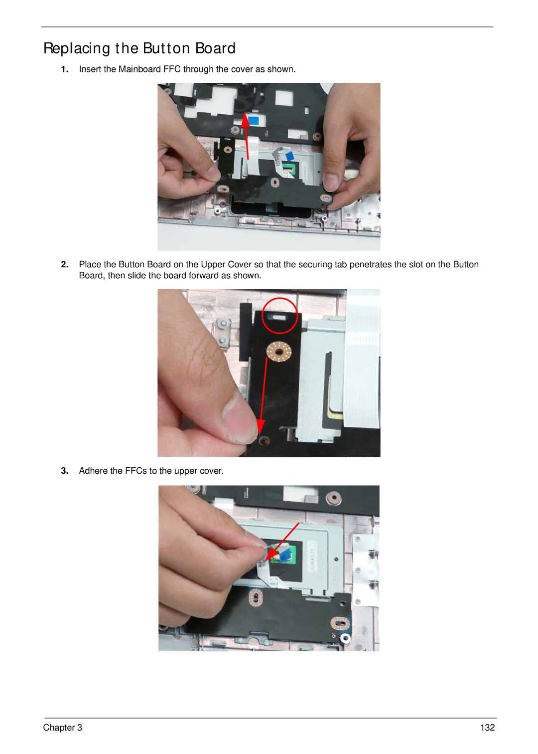 Acer 5538 manual Replacing the Button Board 