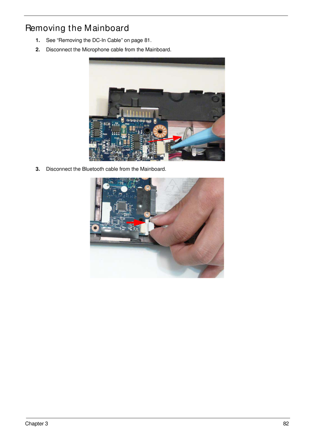 Acer 5538 manual Removing the Mainboard 