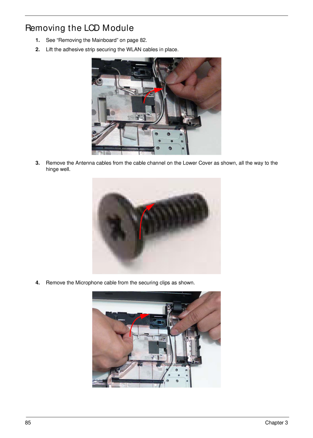 Acer 5538 manual Removing the LCD Module 