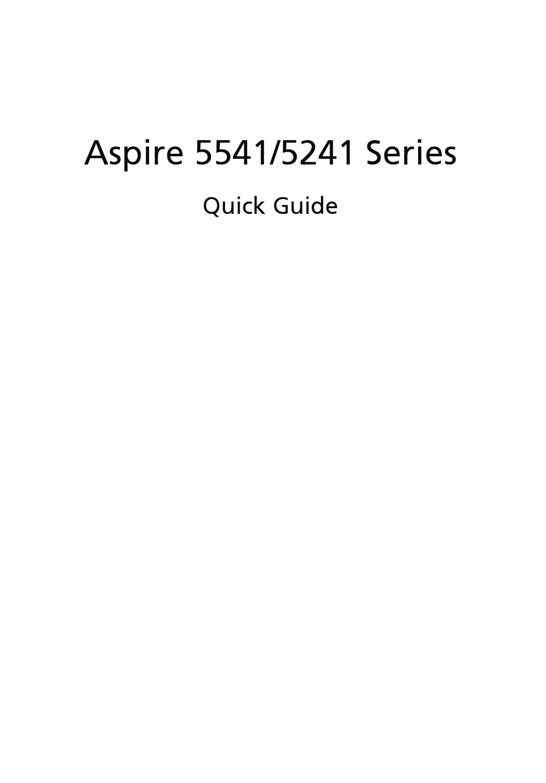Acer 5541 Series manual Quick Guide, Aspire 5541/5241 Series 