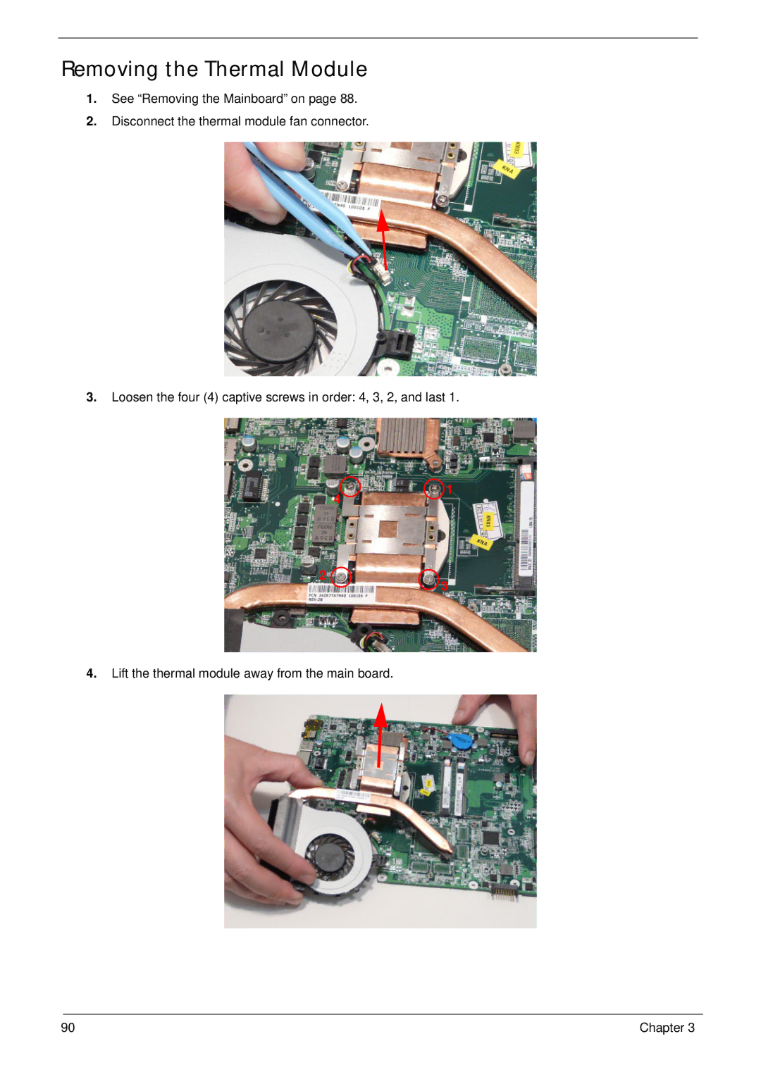 Acer 5553, 553G manual Removing the Thermal Module 