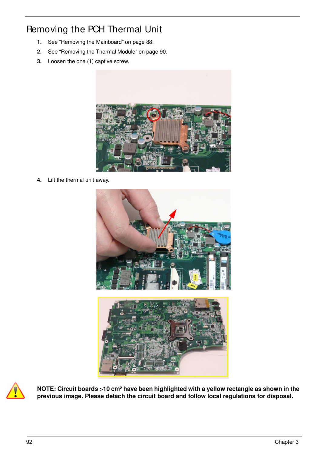 Acer 5553, 553G manual Removing the PCH Thermal Unit 