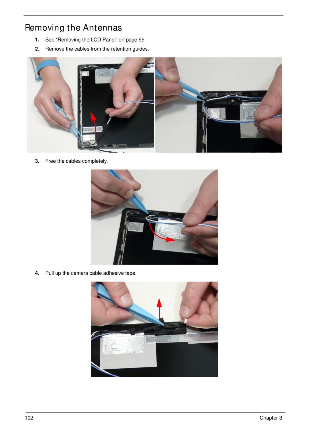 Acer 5553, 553G manual Removing the Antennas 