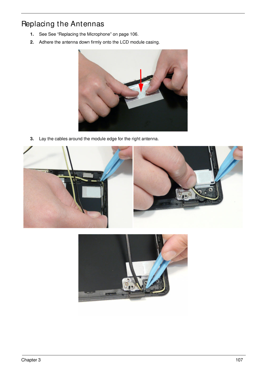 Acer 553G, 5553 manual Replacing the Antennas 