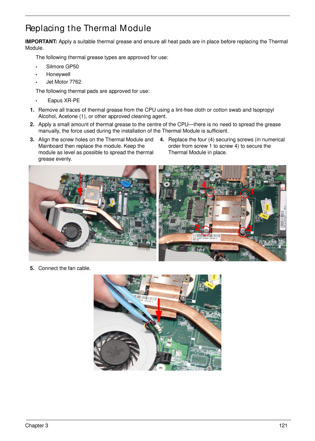 Acer 553G, 5553 manual Replacing the Thermal Module 