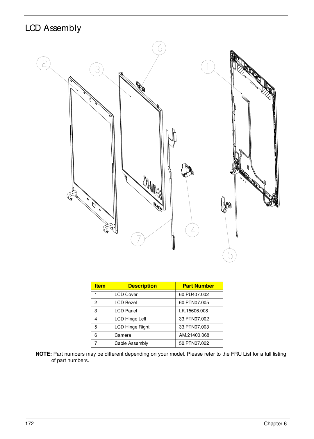 Acer 5553, 553G manual LCD Assembly 