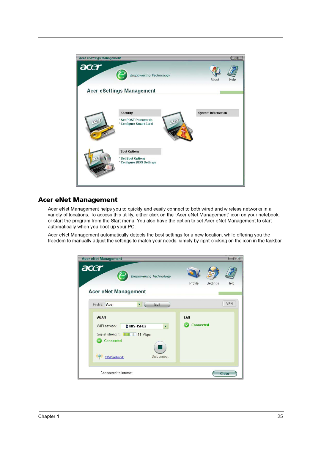 Acer 5540, 5560 manual Acer eNet Management 